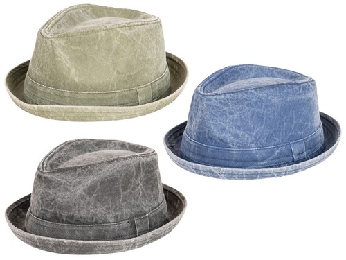 Mens cotton pork pie hat - mens, denim