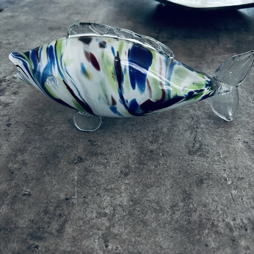 Glass blown patterned fish - blown,