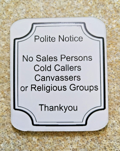 Engraved sign cold callers - sign, no