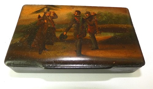 19thc papier mache snuff - snuff, box