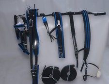 Nylon webbing driving harness two tone for single horse black blue combination