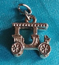 Horse Drawn Buggy Carriage Trolley Bus Cart Charm Pewter? Pendant Necklace