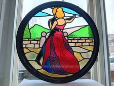 Round circle leaded stained glass window.  A1752. DELIVERY POSSIBLE