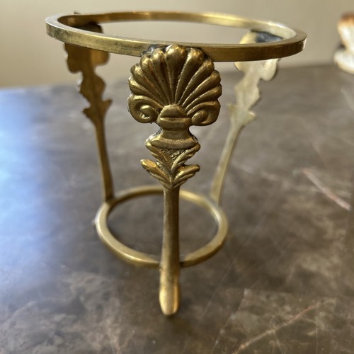 Vtg brass ornate crystal ball - brass,