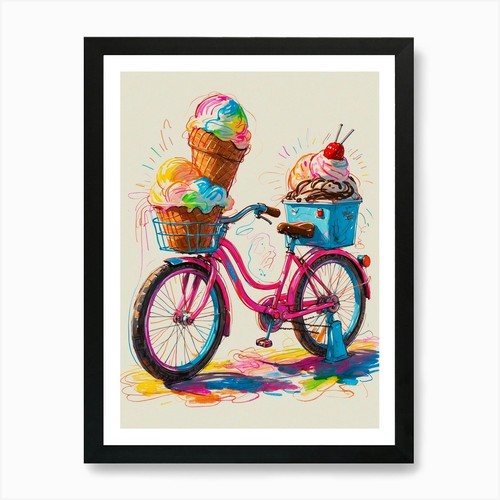 Ice cream bike art print - bike,