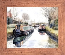 GRAND UNION CANAL BOAT BARGE NARROWBOAT FRAMED PRINT PICTURE 3 FRAME COLOURS 946