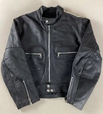Vintage Leather Biker Jacket Motorcycle Jacket Made in Italy Black Size 44