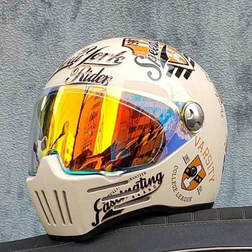 Retro motorcycle helmet full - helmet,