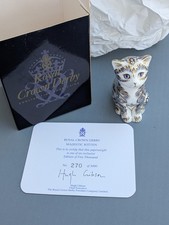 Royal Crown Derby Majestic Kitten Paperweight Gold Stopper boxed 8cm high