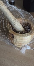 Small Woode Mortar And Pestle Set 9cm diameter 