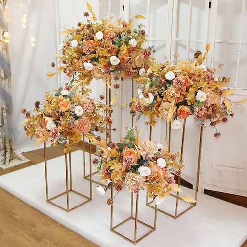Rectangular tall gold flower - gold,
