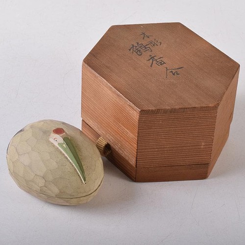 Japanese wood carved kogo - wood,