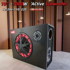 10" 1000W Active Subwoofer - Car/Home/RV, USB/SD/AUX Input