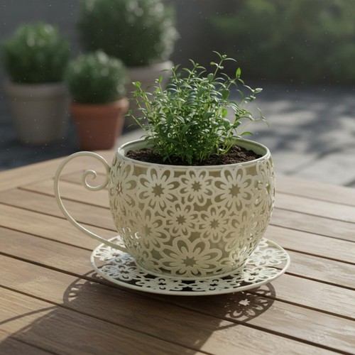 Coffee cup planter hollowed - coffee,
