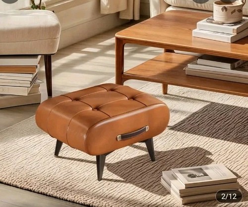 Brown foot rest faux leather - brown,