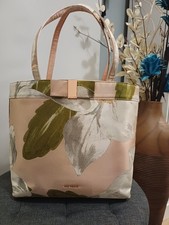 Stunning Ted Baker Satin Cherrey Shopper Tote Bag Pink and Grey
