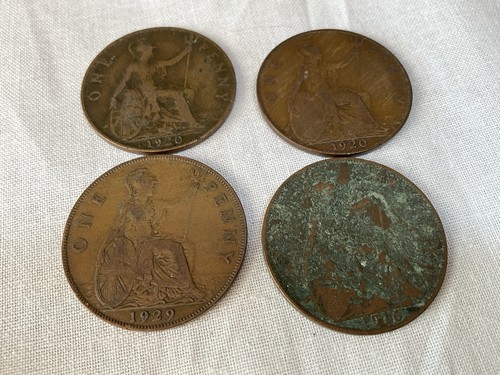 Old british pennies - pennies,