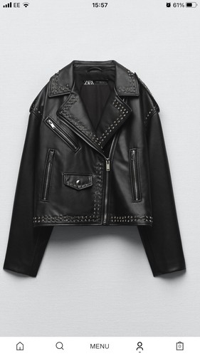 Zara leather jacket black with - black,