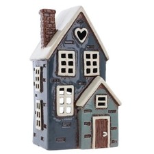 Village Pottery Collection Tea Light Candle Holder - Navy Porch House