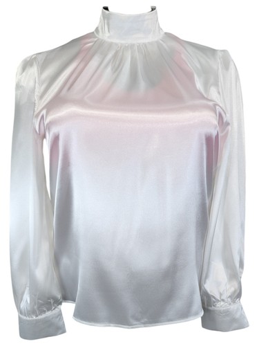 White long sleeve glossy satin