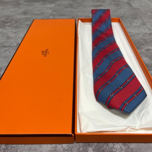 Hermes red blue - tie, with