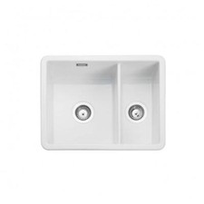 Rangemaster Rustique Under/Inset 1.5 Bowl Ceramic White Kitchen Sink (Inc. Waste