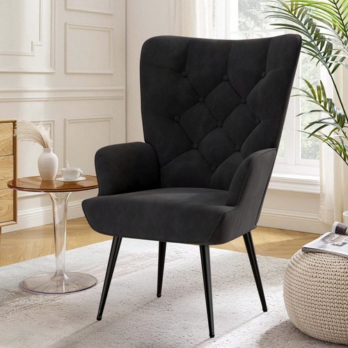 Velvet accent armchair with - accent,