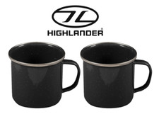 Highlander Deluxe Enamel Vintage Camping Mug Black Cup SET OF 2 CP082-BK