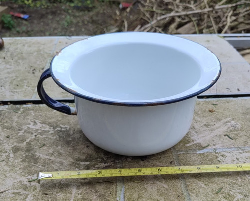 Vintage enamel potty chamber - vintage,
