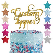 Custom Personalised Glitter Cake Topper Birthday Party Decoration Any Name Word