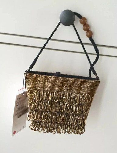 Zara gold beaded mini bucket - ,