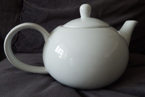 Large white porcelain teapot - porcelain,