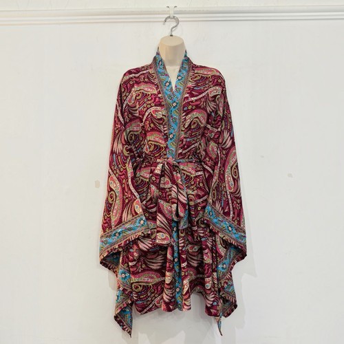 Short kimono robe maroon - short,