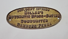 Miller's Dumb Waiter metal plaque - Hamburg PA