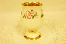 Vintage Prinknash Floral and Gold Lustre Goblet Shaped Vase 12cm