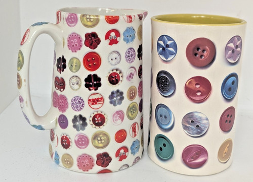 Vintage button print vase - button, and