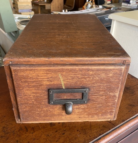 Vintage oak index card filing - oak,