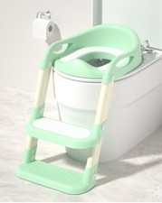Baby Toddler Potty Training Toilet Seat Adjustable Height Foldable Steps Green