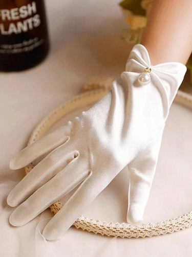 Ladies short satin gloves - satin,
