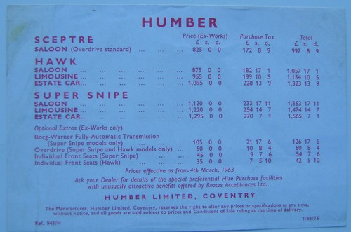 Humber sceptre hawk - sceptre,