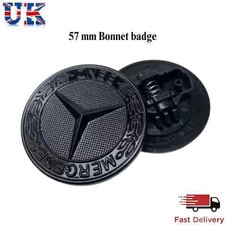 MERCEDES BENZ SPORT GLOSS BLACK BONNET BADGE - 57MM NEW - C E S CLK AMG CLASS Uk