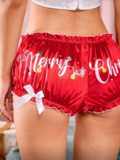 Silky Satin Xmas Merry Christmas Sissy Panties French Knickers CD TV M 10-12