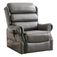 The Carlton Genuine Leather Riser Recliner in Grey - Dual Motor Mobility Chair