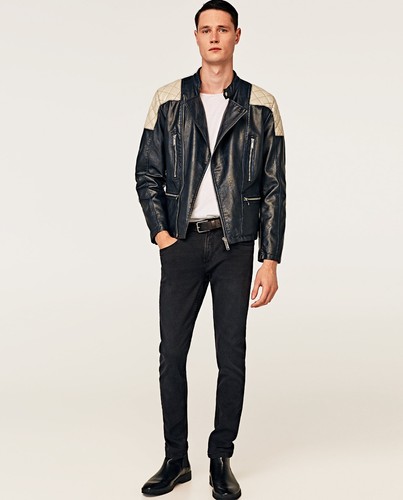 Zara man navy contrast faux - man,