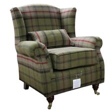High Back Wing Chair In Tartan
