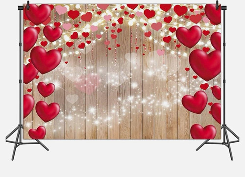 Valentine red hearts wood wall - valentine,