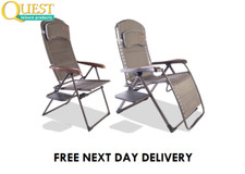 Quest Leisure Naples Pro Chair Camping Caravan Motorhome Garden Lounger Grey