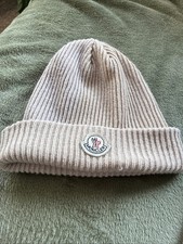 Moncler Cream Logo Beanie Hat