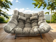 Indoor Outdoor Double Rocking Chair Egg Papasan Chair With Padded Custion