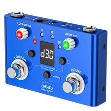 LEKATO Drum + Looper + Tuner Guitar Pedal 30 Drums 4 Slot Loops 11mins Recording